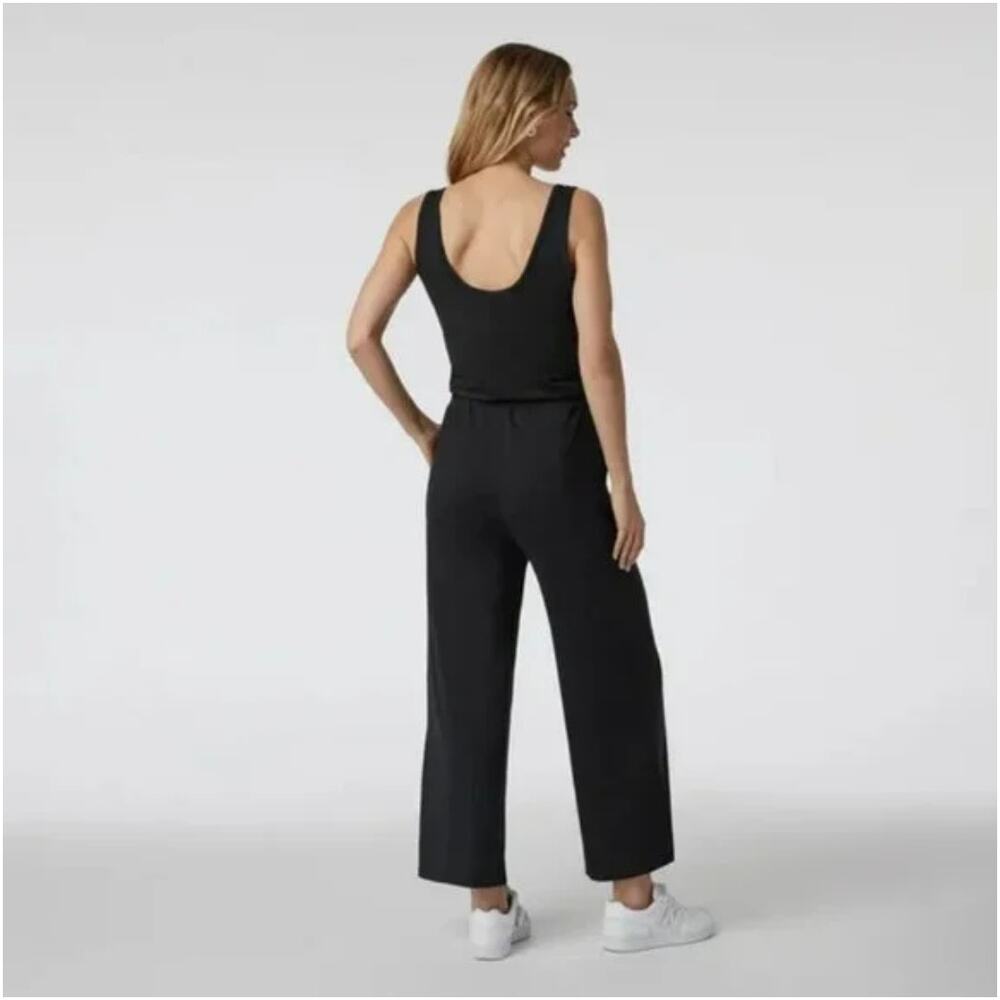 NWT Vuori Falls Jumpsuit Black Heather Henley Wide Leg Relaxed Lounge Size L - Picture 2 of 2